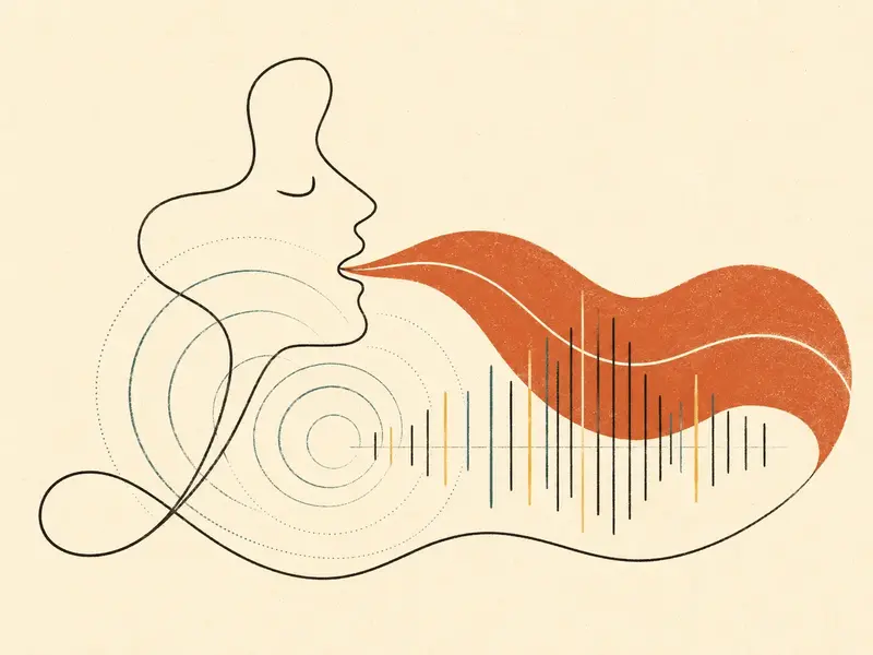 Abstract profile singing with a flowing breath shape, resonance rings and rhythmic bars